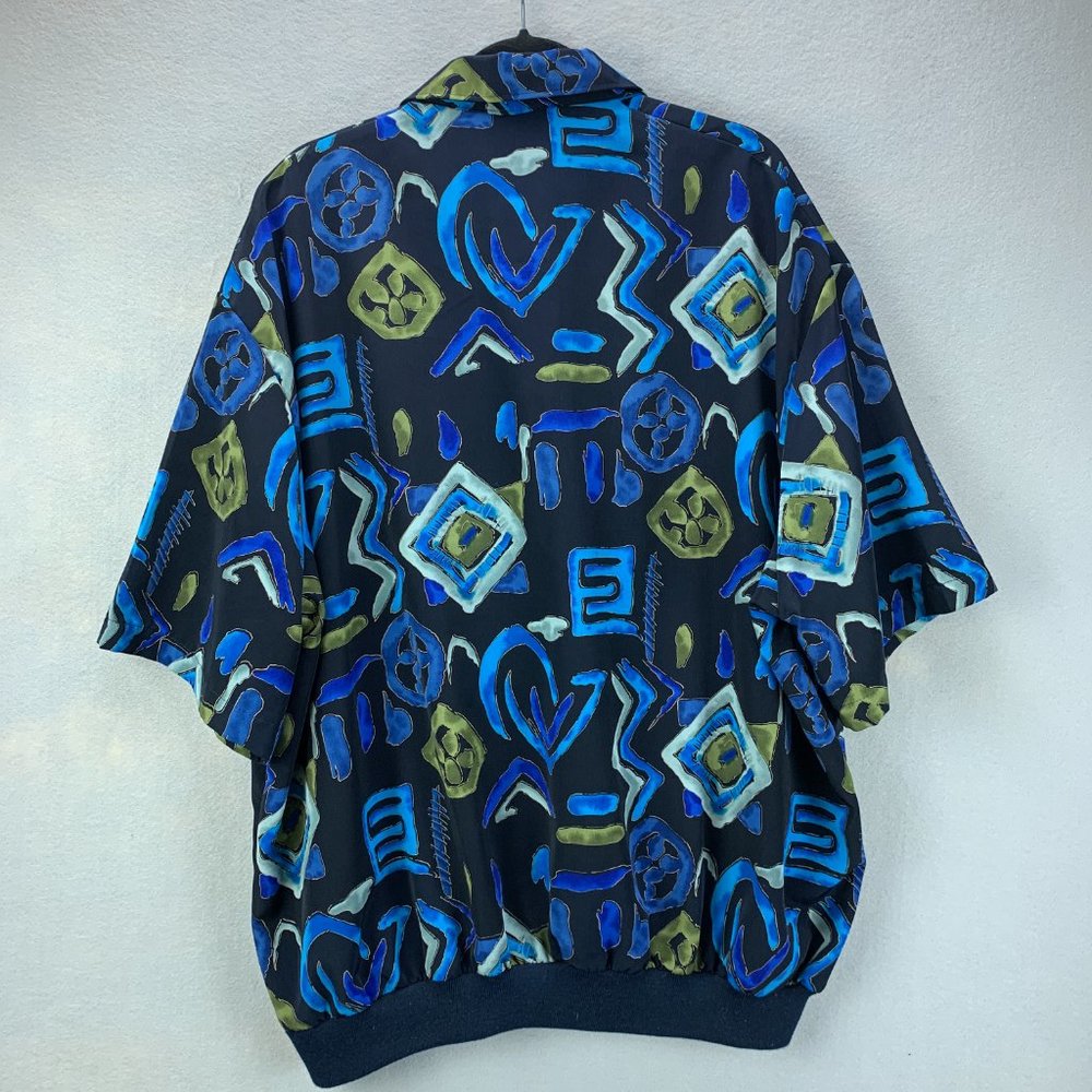 **SOLD**Alan Stuart Shirt Mens XXL 2XL Blue Abstract Art Pullover Banded Pocket - Picture 5 of 13